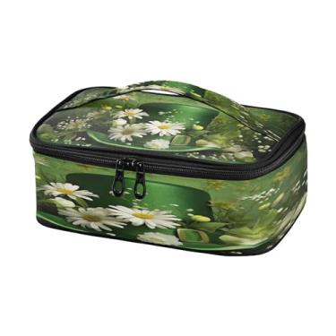 Imagem de Wassud Lancheira pequena com chapéu verde e flores brancas, mini bolsa térmica portátil com alça para escritório, praia, viagens