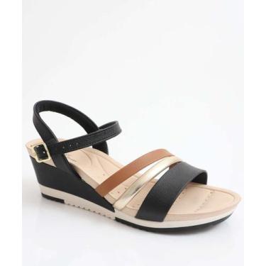 Imagem de Sandália Feminina Plataforma Recorte Modare Preto-18287, 37, Preto