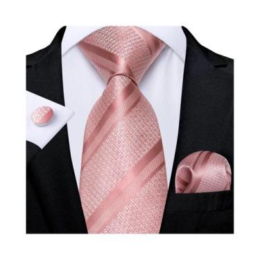 Imagem de Conjunto De Gravata Masculina Rosa Xadrez Paisley Listrada Lisa Com Le