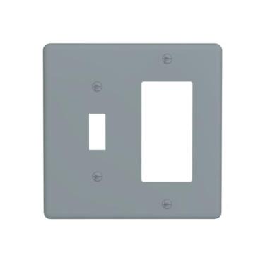 Imagem de WUYOCHA Capas decorativas cinza para interruptor de luz de 2 gangs, interruptor único, 1 balancim para tomadas elétricas, capas de placa de interruptor para quarto, cozinha, decoração de casa