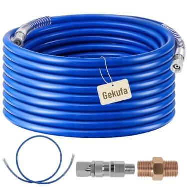 Imagem de Mangueira de pulverizador de tinta sem ar de 1,2 m com mangueira de chicote de 1,2 m, mangueira de spray de tinta de alta pressão 8500 PSI com junta giratória, camada externa de poliuretano durável