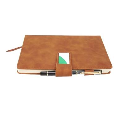 Imagem de aqxreight Caderno A5 Capa de Couro PU Fita Marcador à Prova de Tinta Papel Grosso Caderno de Papel Governado Com Caneta para Viagens de Escritório Preto Com Caixa Elegância Formalidade Toque Durável (Caderno Castanho com Caixa)