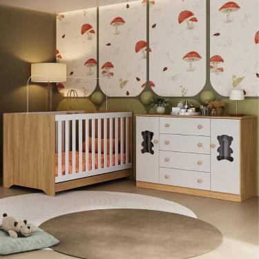 Imagem de Berço Americano 3 em 1 com Cômoda 2 Portas 4 Gavetas Teddy Multimóveis MP4727