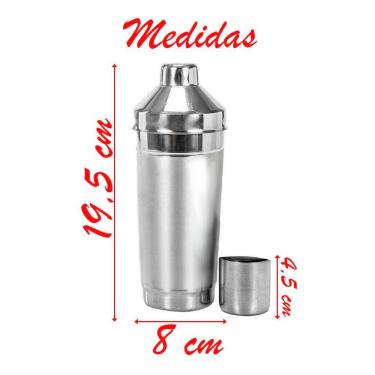 Imagem de Coqueteleira Em Alumínio Copo Dose Drinks Bebidas 400ml