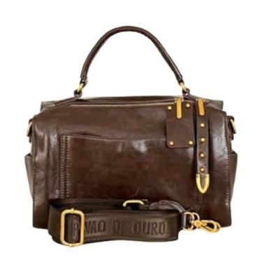 Imagem de Bolsa Baú Média Estonada em material ecológico com 7 Bolsos - Pavão De