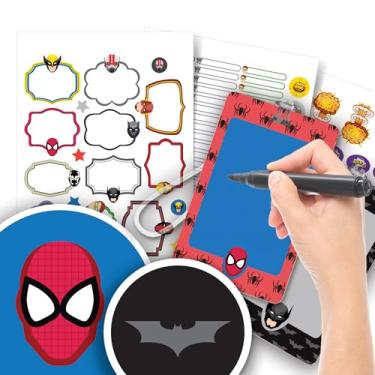 Imagem de Etiqueta Escolar Menino com TAG + Caneta (Super Heróis, Etiquetas + 2 TAGs)