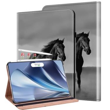 Imagem de ALILANG Capa para iPad Air de 13 polegadas (M2) 2024 com despertar/hibernar automático e suporta Pencil Pro e Pencil (USB-C), capa de couro PU para iPad Air, capa de 13 polegadas - cavalo preto
