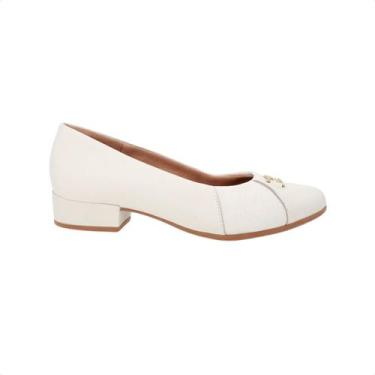 Imagem de Sapato Feminino Salto Medio Grosso Usaflex Marfim, Marfim, 38