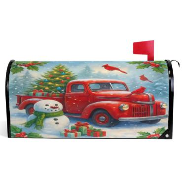 Imagem de TSENQUE Capas de caixa de correio de outono magnéticas sazonais outono caixa de correio vinil bonito inverno boneco de neve Natal férias à prova de intempéries caixa de correio decoração tamanho