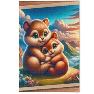 Imagem de 1000 Pieces Jigsaw Puzzles for Adults Artwork Animal Print Sweet Bear Cubs Mountain Art Family Fun Puzzles Game Funny, 1000 Pieces, 29.5" x 19.7"