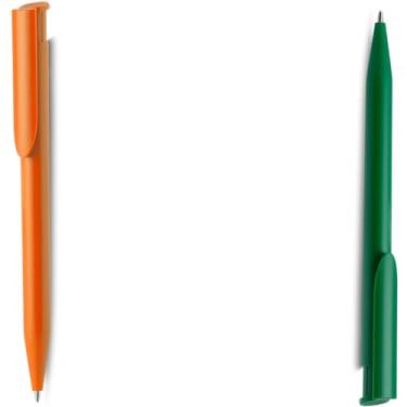 Imagem de Caneta Esferográfica Retrátil, Bambu, Escrita Azul, 25g, Natural com Detalhes, 14cm (Laranja e Preto 2)