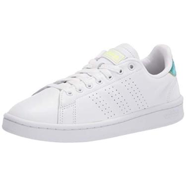 Imagem de adidas Tênis feminino Advantage, Branco/Amarelo, 5.5