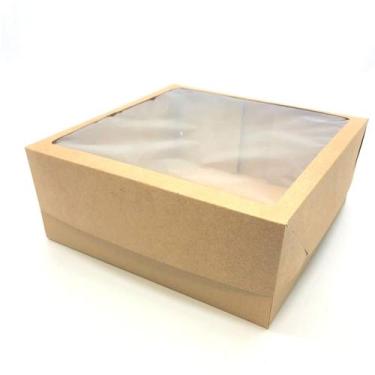 Imagem de 20 Caixas Kraft Para Presente/Torta Abertura Lateral Com Visor - Kaiam