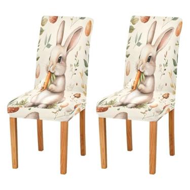 Imagem de SEHANY Lindas capas de cadeira de coelho de conto de fadas para sala de jantar, conjunto de 4, capa protetora elástica removível e lavável para cadeira de jantar para cozinha, hotel, festa, decoração