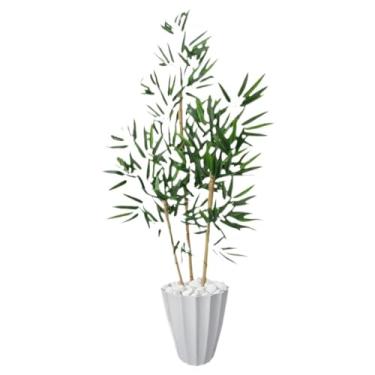 Imagem de Planta Realista Bambu Artificial Sorte 1 Metro Vaso Decorativo planta artificial decoração Sala de estar Canto da parede Sala de reuniões Lobby(Liso Branco)