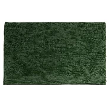 Imagem de Tapete Banheiro 38x58cm Antiderrapante Bolinha Macarrão lavabo casa felpudo box absorvente água(Kit 4,Verde Escuro)