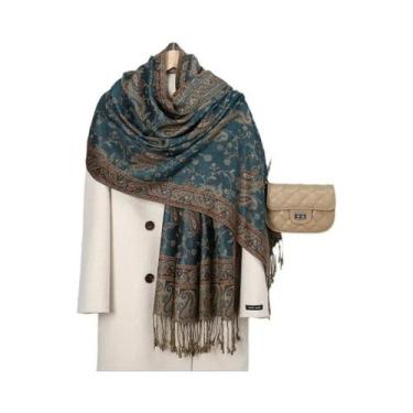 Imagem de Lenço Hijab Retro De Tamanho Grande Para Mulheres Com Estampa Paisley 