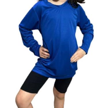 Imagem de Camiseta Infantil Dry Fit Proteção Uv35+ Manga Longa Unissex - Fix, Az