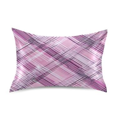 Imagem de Wassud Fronha de cetim padrão xadrez vintage para cabelo e pele fronhas de seda lisa tamanho padrão capas de travesseiro respiráveis com fecho de envelope