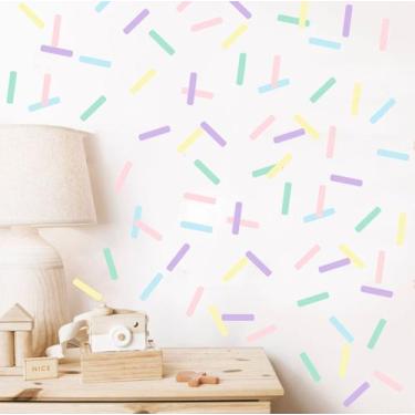 Imagem de adesivo de parede confetes coloridos candycolors palitos decoração qua