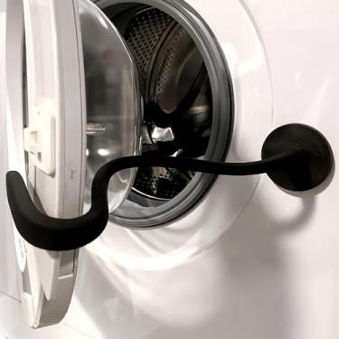 Imagem de Suporte de porta de arruela de carga frontal fácil de usar e dobrar suporte de porta de máquina de lavar aberto flexível (preto)