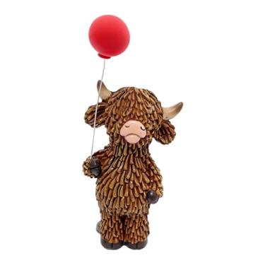 Imagem de MotiveTech Pequena Estatueta de Vaca, Escultura de Animal, Decoração de Mesa para O Dia Dos Namorados, Estátua de Touro em Resina para Cozinha, Natal Ou Mesa de, Suporte de 7.5 X 5.2