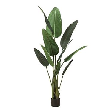 Imagem de Planta de bonsai artificial 129 cm de altura simulação de ornamentos de banana viajante em vaso, árvore falsa usada para decoração de escritório em casa, 1 peça. Decoração em vaso