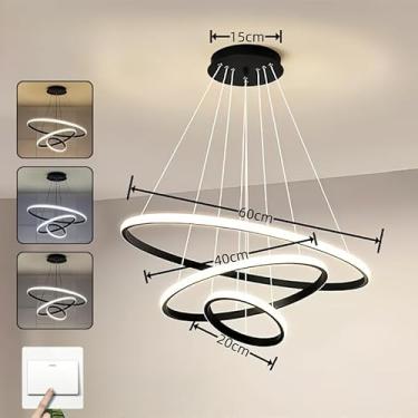 Imagem de 3 Cores em 1 luz Lustre Para Sala Lustre Pendente Cozinha Luminária de Teto Led Nordic Moderno Decoração Para Sala(Estilo A/Preto (110V-220V))