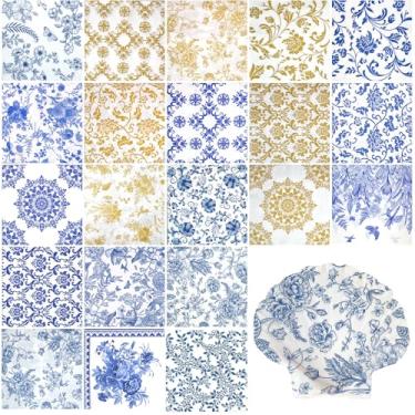 Imagem de Pacote com 42 guardanapos florais sortidos decorativos, guardanapos de decoupage, papel decorativo de coquetel para festa de aniversário, lindo, 21 estilos de papel decorativo (estilo 2)