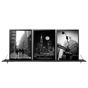 Imagem de Kit 3 Quadros Fotografias New York 45X34Cm Moldura Preta