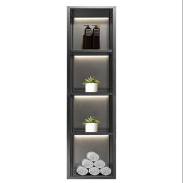 Imagem de Prateleira de chuveiro embutida para banheiro, prateleira de chuveiro embutida única de nicho, nicho de aço inoxidável, armários decorativos de parede para sala de estar nichos (preto, 29 x 120 x 12,5