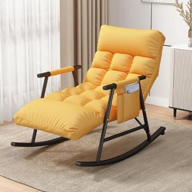 Imagem de Cadeira de balanço moderna para quarto, confortável para sala de estar, cadeira de jardim com apoios de braços, cadeira de balanço de acampamento respirável para uso interno, cadeira ergonômica