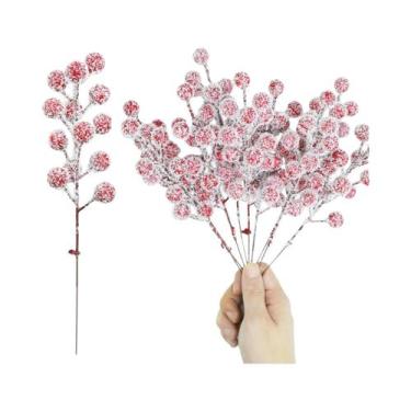 Imagem de Pequenas Plantas Artificiais De Frutas Vermelhas Holly 5-10 Peças Deco