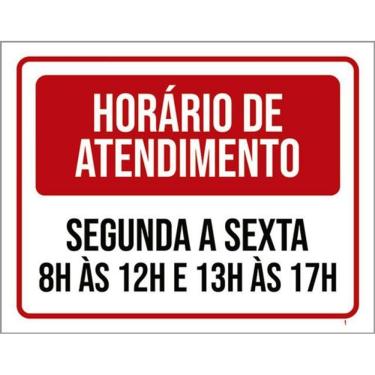 Imagem de Kit 10 Placa Horário Funcionamento Segunda Sexta 8 1236X46