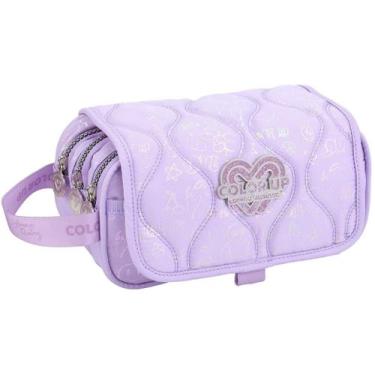 Imagem de Estojo Escolar Triplo Compartimento Espaçoso Design Colorido Material 