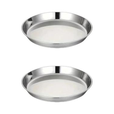 Imagem de Assadeira Redonda De Aço Inoxidável Resistente Ao Calor (2 Unidades) P