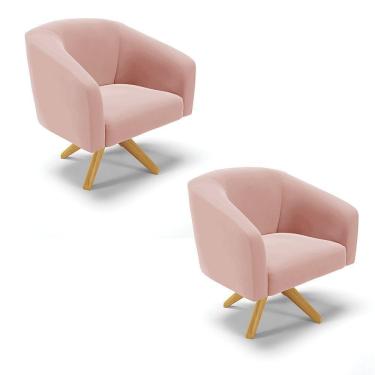 Imagem de Kit 02 Poltronas Giratória Stella Veludo Rose