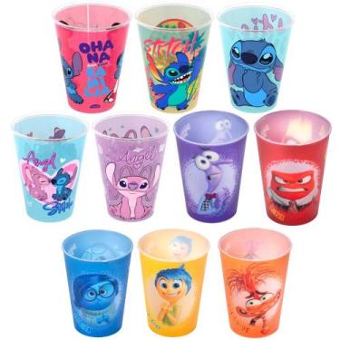 Imagem de 10 Copos 320ml Stitch e Divertidamente para Base de Ovo de Páscoa Case