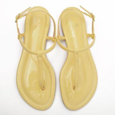 Imagem de Sandália Flat Sapato da Corte Fio Dental, Vz amarelo, 37