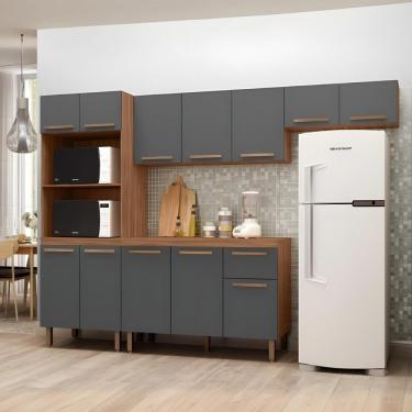 Imagem de Armario De Cozinha Pop 2 Fornos Com 12 Portas E 1 Gaveta Freijo/chumbo/freijo