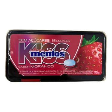 Imagem de Pastilhas bala mentos kiss flat sem açúcar 1 lata 17,5gr sabor:morango