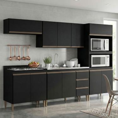 Imagem de Armário De Cozinha Completa Modulada Milão Menu Móveis Preto