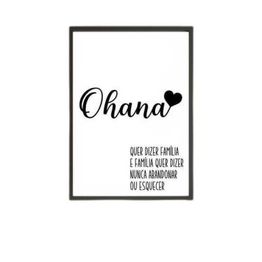 Imagem de Quadro Ohana - Quer Dizer Família 60X40Cm Moldura Preta