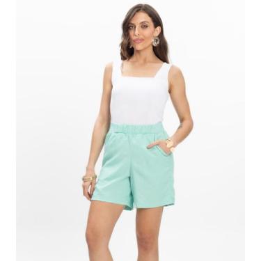 Imagem de Bermuda Feminina Tecido Linho Rovitex Verde, P, Verde
