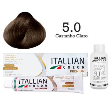 Imagem de Kit Coloração Itallian Color 5.0 Castanho Claro + Oxi 30