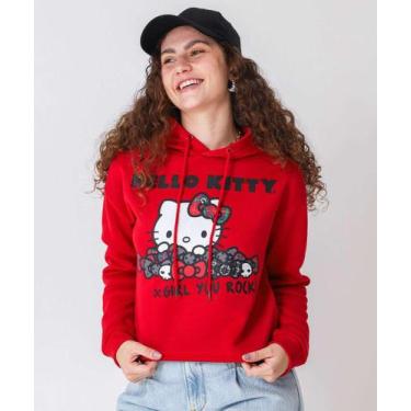 Imagem de Blusão Feminino Cropped Moletom Hello Kitty Vermelho-52885 - Sanrio, V