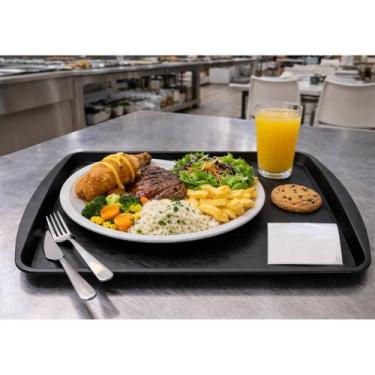 Imagem de Bandeja Refeitório Restaurante Fast Food 43,5x30,5cm Preto 3UD
