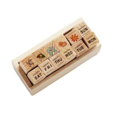 Imagem de Carimbos De Borracha De Madeira Retrô Com Desenhos Animados, 12 Peças/