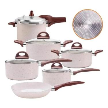 Imagem de Jogo de Panelas Brinox Smart Indução + Panela de Pressão  6 Peças Anti