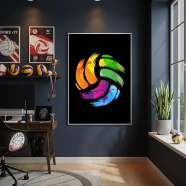Imagem de Quadro Arte Bola De Vôlei 70x50cm Mold Branca